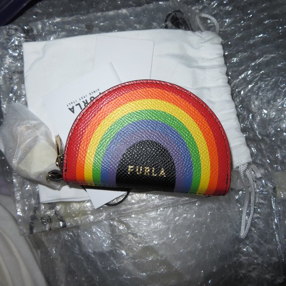 FURLA Rainbow Leather Keychain Zipped Coin Purse - Picture 4 of 8